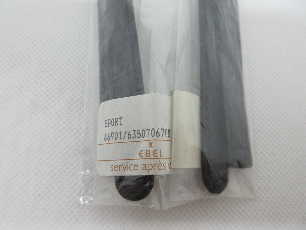 New Ebel 13mm Black Sharkskin Leather Strap OEM Bag