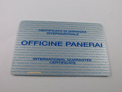 OEM Panerai Warranty Card Genuine