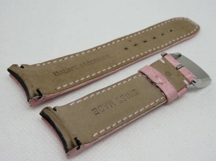 Baume Mercier 20mm Pink Alligator Strap OEM Genuine Stainless Steel Tang Buckle