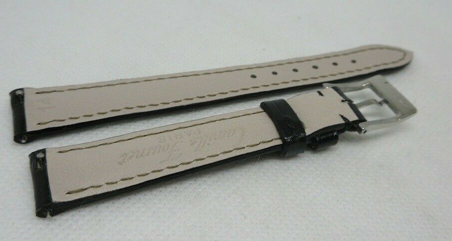 New Camille Fournet 14mm Black Alligator Strap Genuine Steel Buckle Authentic