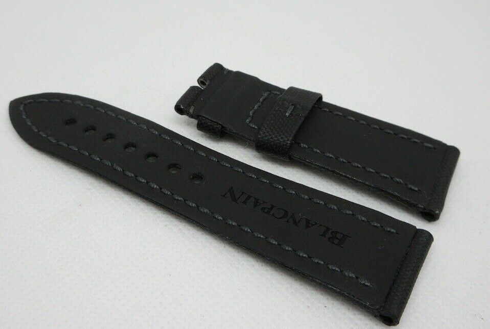New Blancpain Black Sailcloth Leather Strap 23mm OEM Genuine