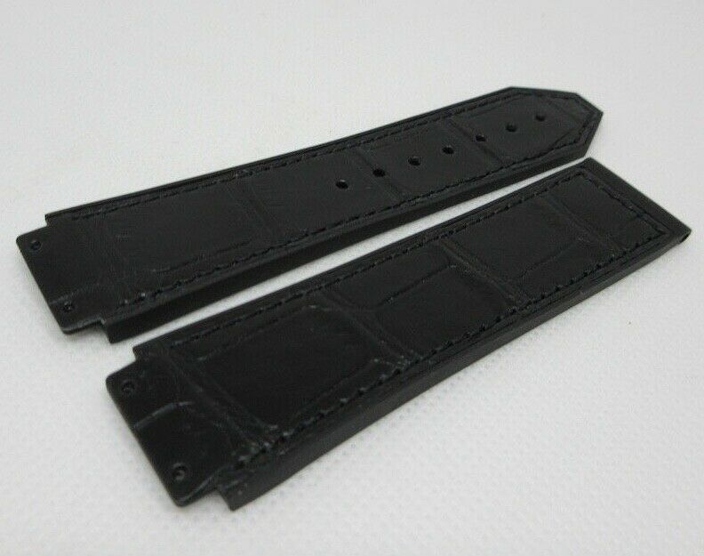 New Hublot 22mm Black Gummy Alligator Strap Glossy OEM Genuine