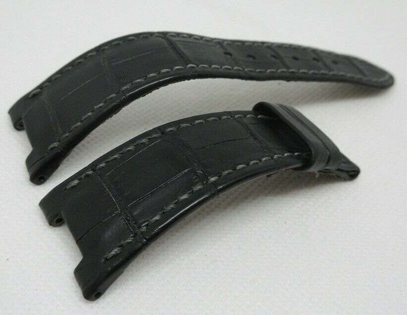 Patek Philippe Nautilus 25mm Black Alligator Strap OEM Genuine for Deployant