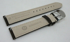 New Michele 18mm Brown Leather Strap OEM Glossy Stainless Steel Buckle