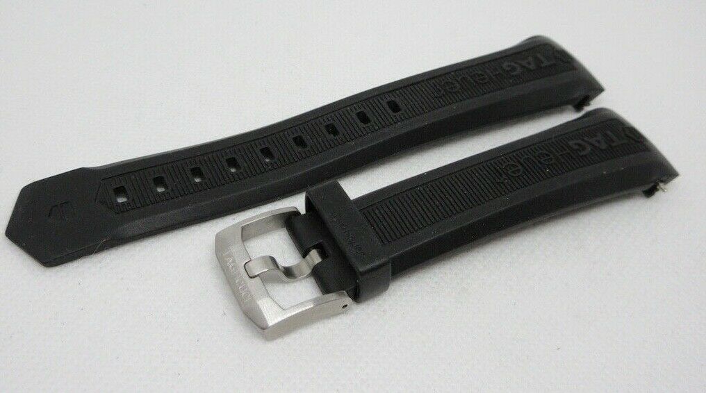 Tag Heuer 21mm Black Rubber Strap Stainless Steel Buckle OEM Genuine