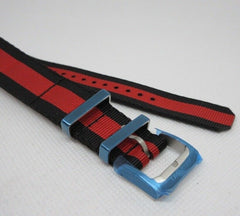 New Tag Heuer 20mm Black Red NATO Strap Stainless Steel Tang Buckle OEM