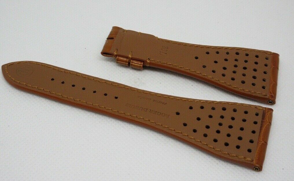 New Roger Dubuis G40 30mm Glossy Brown Alligator Strap XL Size OEM Genuine