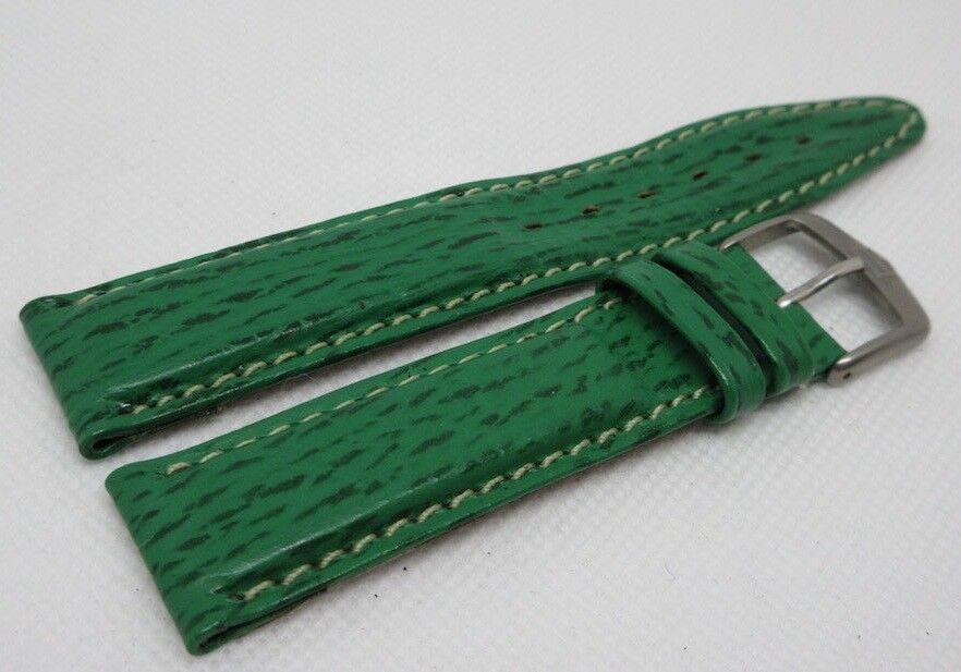 Tag Heuer 19mm Green Sharkskin Leather Strap Stainless Steel Buckle