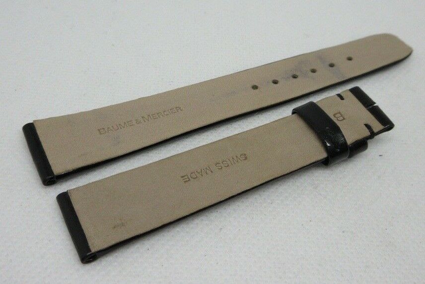 Baume Mercier 16mm Black Glossy Leather Strap OEM Genuine