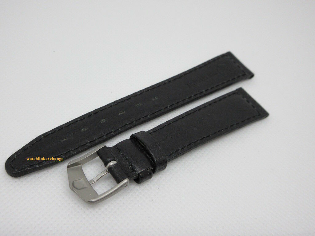 New Tag Heuer 17mm Black Leather Strap Steel Buckle