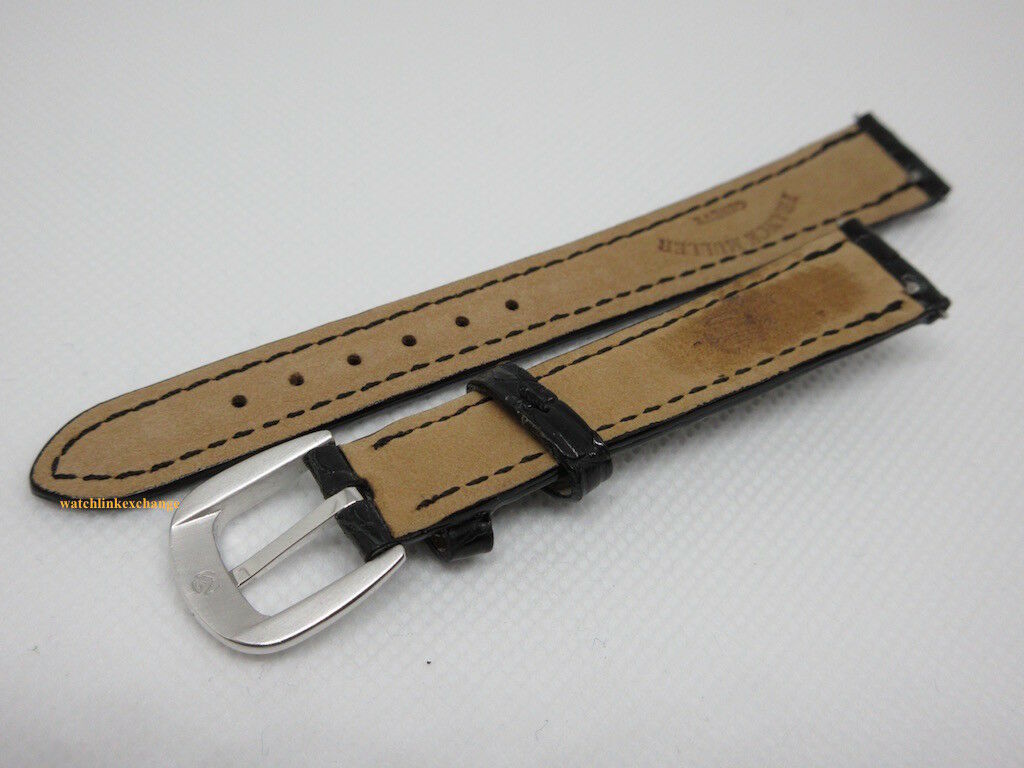 Franck Muller Diamond Stainless Steel Buckle 14mm Black Alligator Strap
