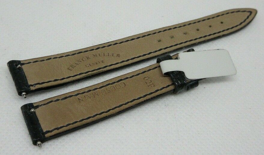 Franck Muller 14mm Black Grey Alligator Strap OEM Genuine Glossy