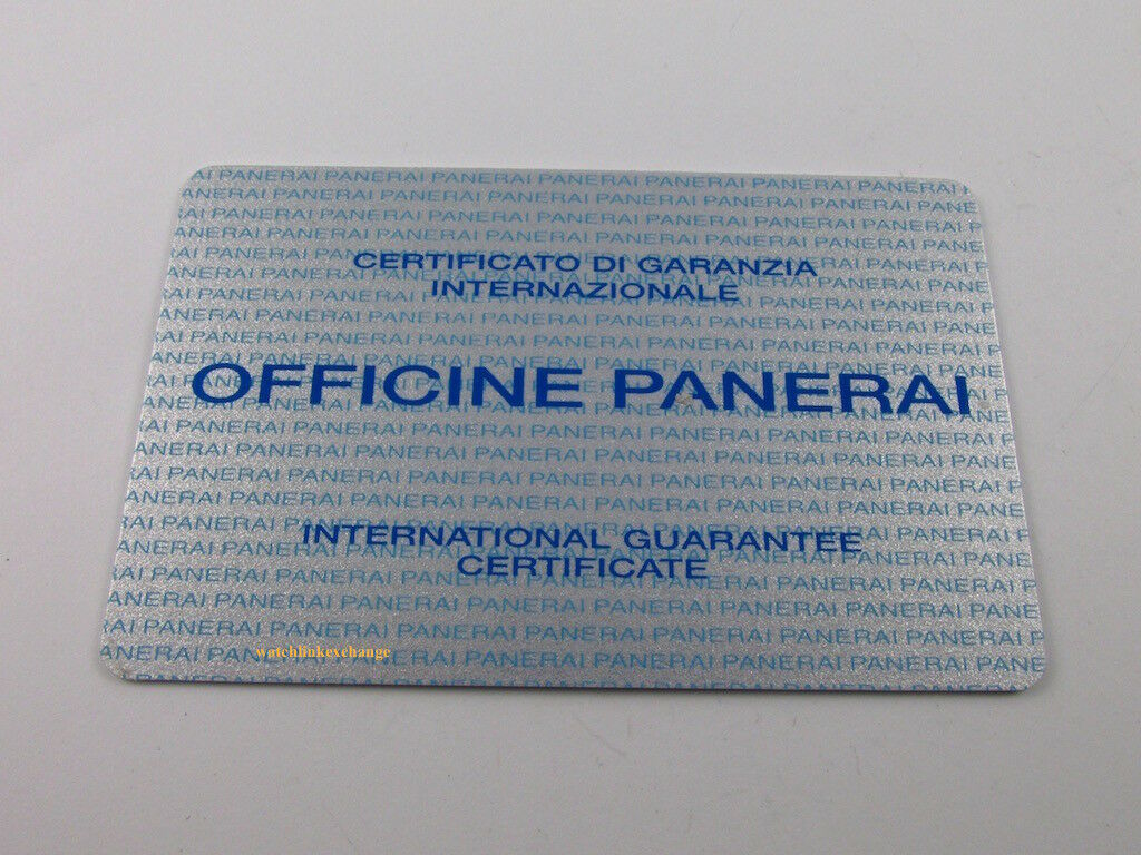 OEM Panerai Warranty Card Genuine