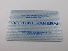 OEM Panerai Warranty Card Genuine
