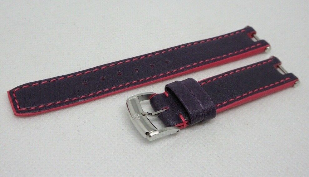 New Baume Mercier 14mm Purple Pink Leather Strap Stainless Steel Buckle OEM
