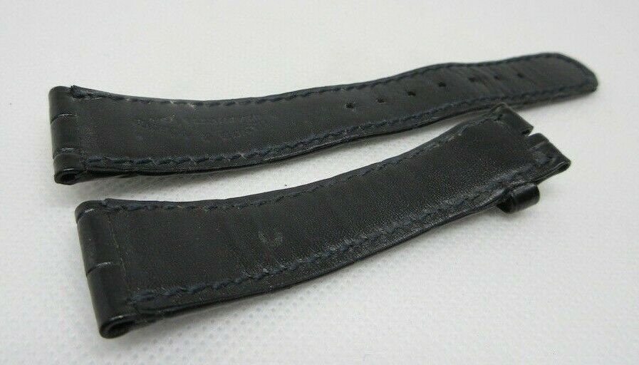 A. Lange & Sohne 20mm Black Alligator Strap OEM Genuine Blue Stitch