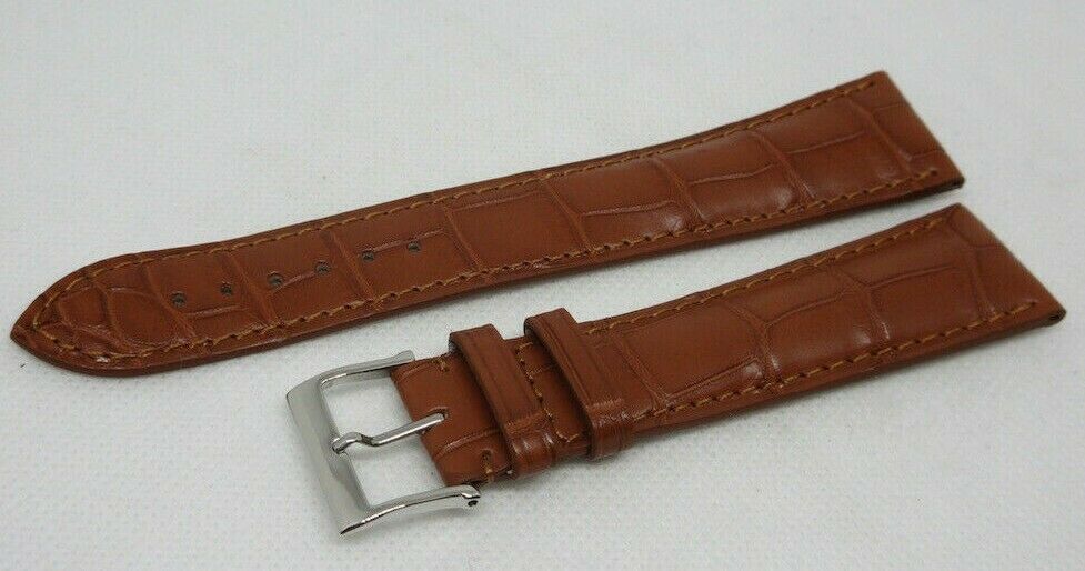 New Camille Fournet 22mm Brown Alligator Strap Genuine Steel Buckle Bag OEM