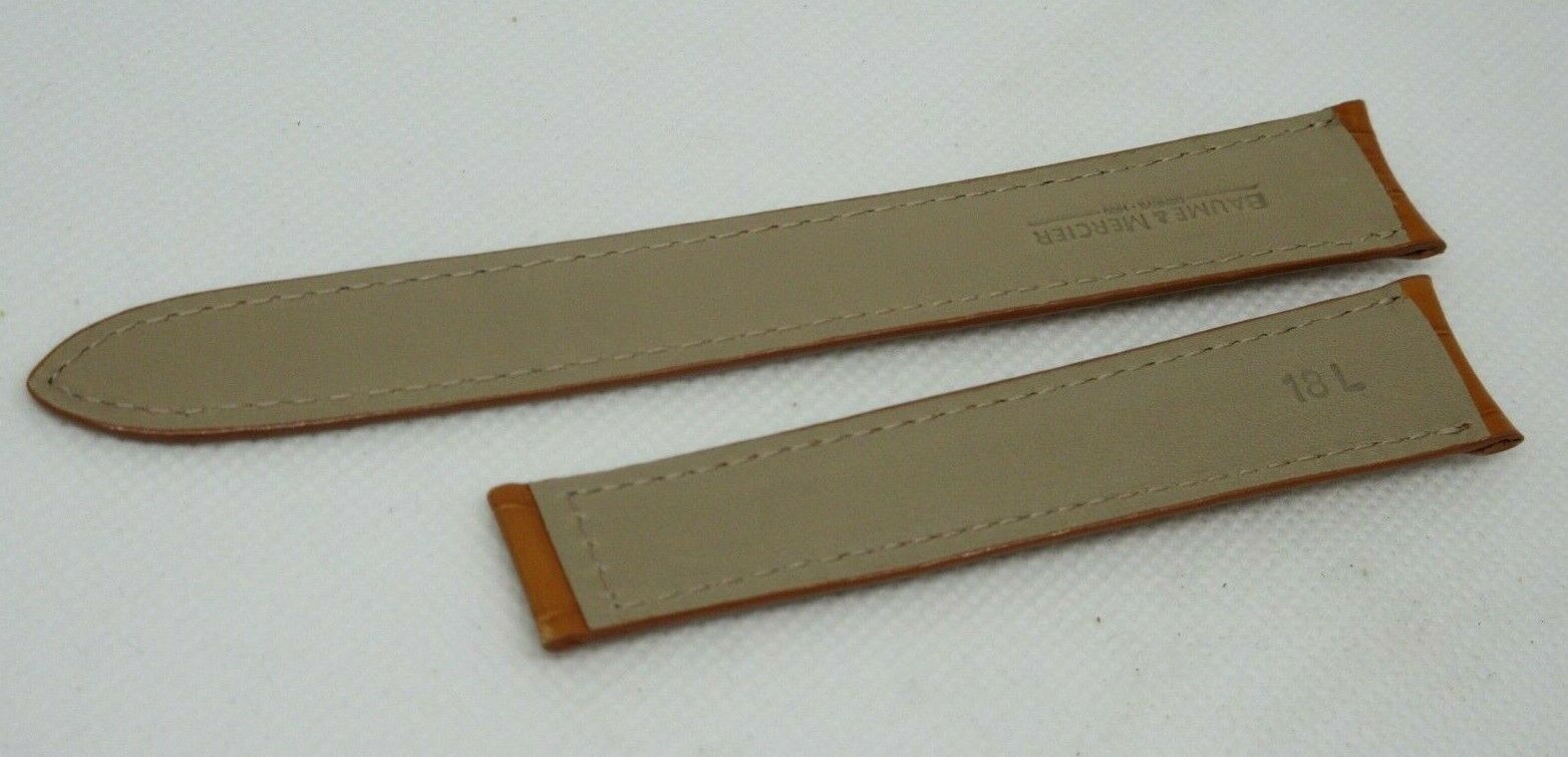 New Baume Mercier 18mm Brown Alligator Strap OEM Genuine XL Size