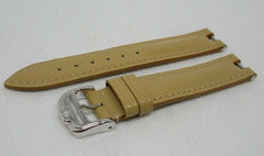 New Baume Mercier 14mm Tan Leather Strap Stainless Steel Buckle OEM Beige