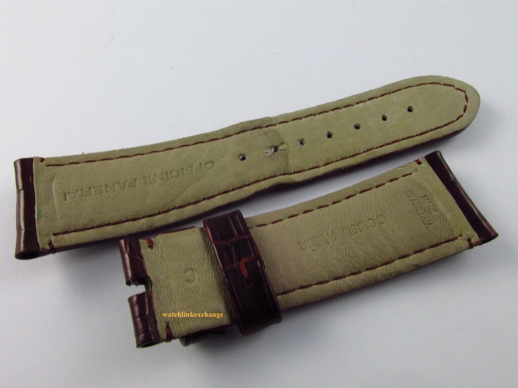 Panerai 23mm Burgundy Alligator Strap OEM for Radiomir 42mm Pin Buckle A Series