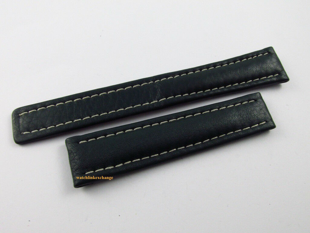 New Breitling 18mm Green Leather Strap for Deployant Buckle OEM