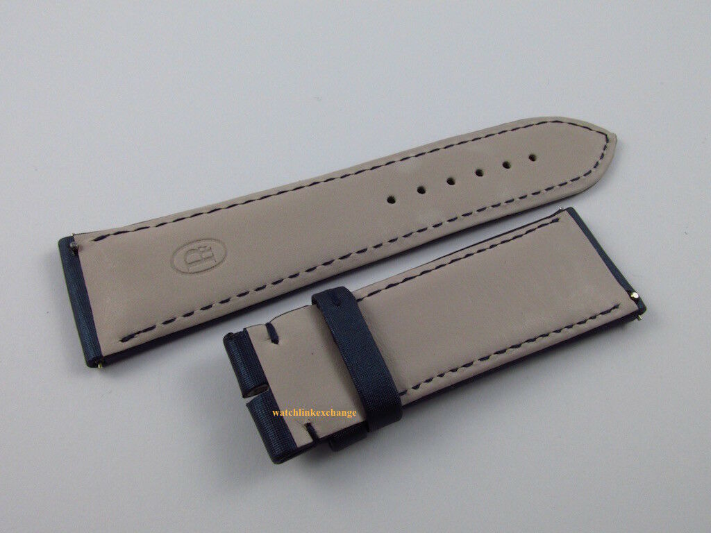 New Parmigiani 22mm Blue Silk Leather Strap OEM Short Size