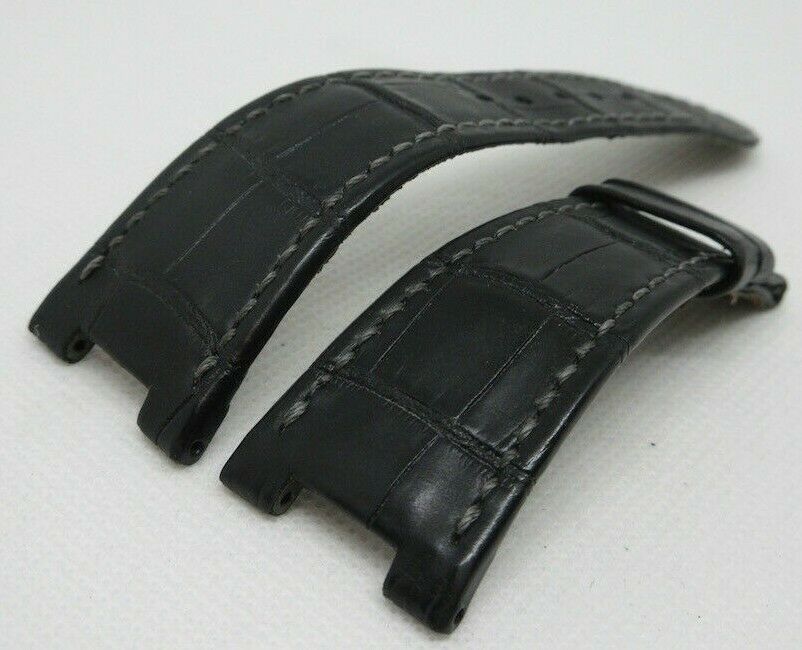 Patek Philippe Nautilus 25mm Black Alligator Strap OEM Genuine for Deployant