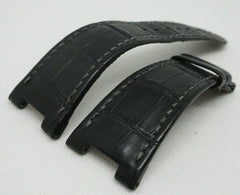 Patek Philippe Nautilus 25mm Black Alligator Strap OEM Genuine for Deployant