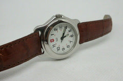 Swiss Army Officer 30mm Ladies Watch Brown Leather Strap OEM Genuine Steel