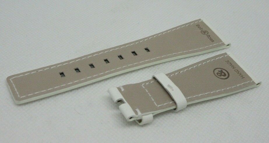 New Bell & Ross 24mm White Leather Strap Glossy OEM Genuine