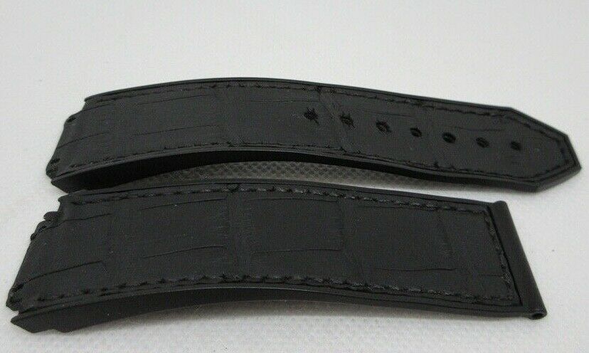 Hublot Big Bang Black Gummy Alligator Strap OEM Genuine for 44mm