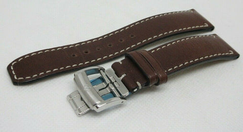 New Baume Mercier 20mm Brown Leather Strap Deployant Buckle OEM Genuine Steel