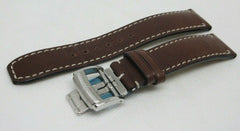 New Baume Mercier 20mm Brown Leather Strap Deployant Buckle OEM Genuine Steel