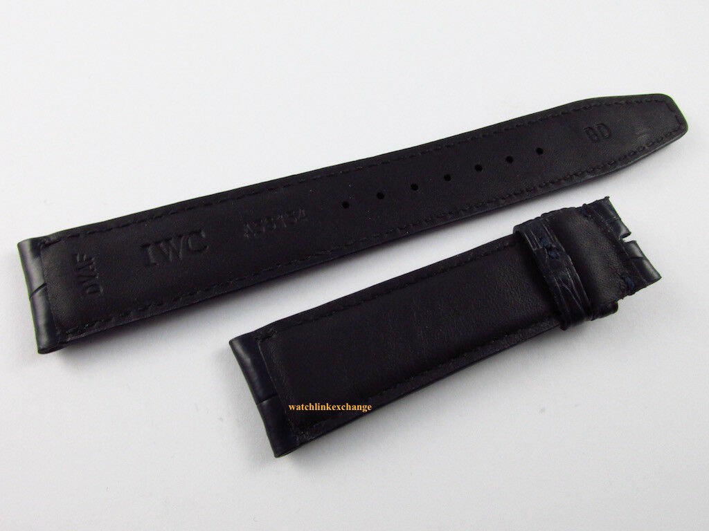 New IWC 20mm Navy Blue Alligator Strap OEM XL