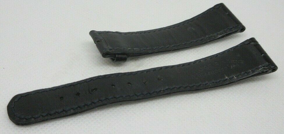 A. Lange & Sohne 20mm Black Alligator Strap OEM Genuine Blue Stitch