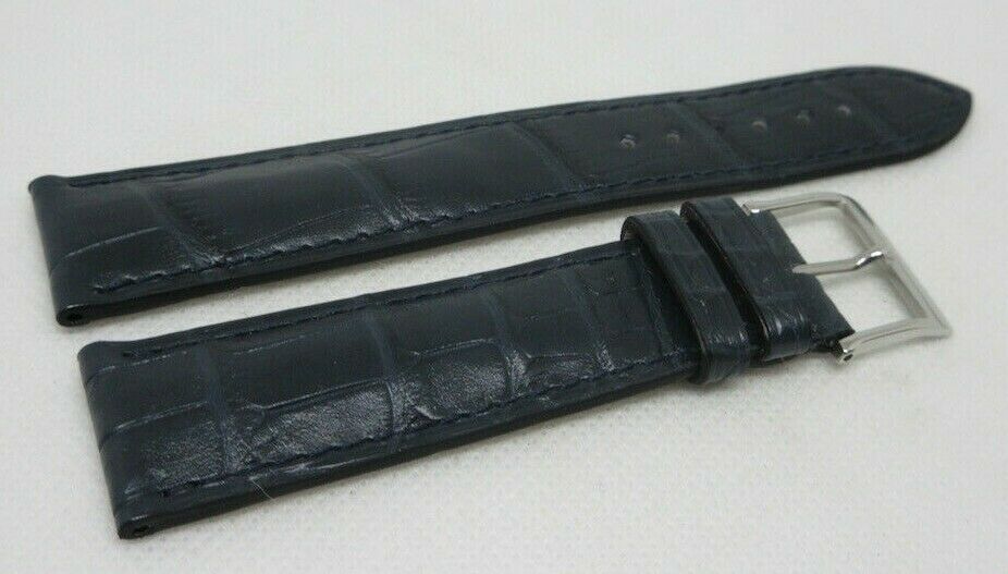 New Camille Fournet 21mm Blue Alligator Strap Genuine Steel Buckle Bag OEM Navy
