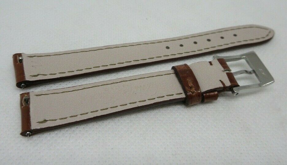 New Camille Fournet 14mm Brown Alligator Strap Genuine Steel Buckle Authentic