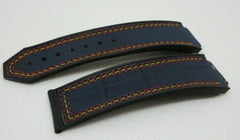 Hublot Big Bang Blue Gummy Alligator Strap OEM Genuine for 44mm Triple Stitch