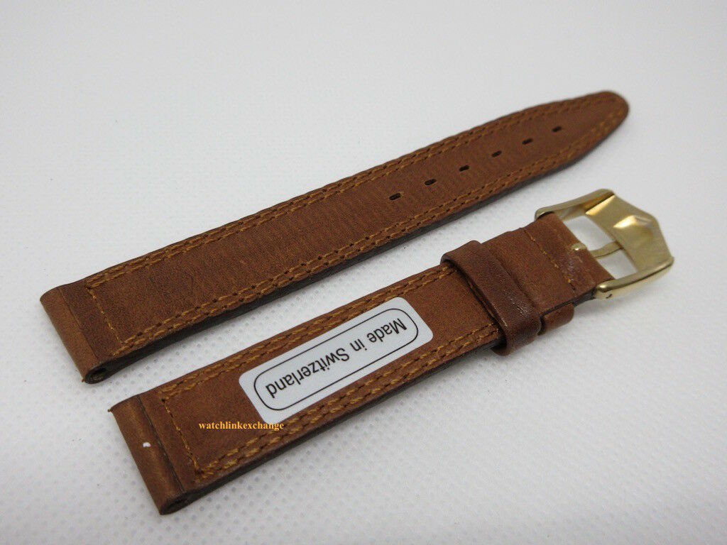 New Tag Heuer 15mm Brown Leather Strap Buckle Dual Stitch