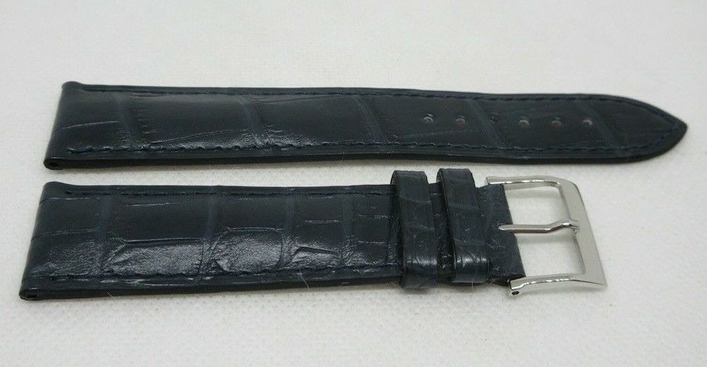 New Camille Fournet 21mm Blue Alligator Strap Genuine Steel Buckle Bag OEM Navy