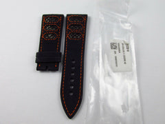New Blancpain 23mm Blue Alcantara Leather Strap Carbon Orange Stitch Custom OEM
