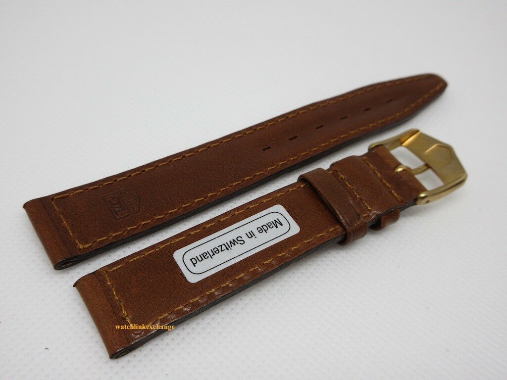 New Tag Heuer 17mm Brown Leather Strap Buckle