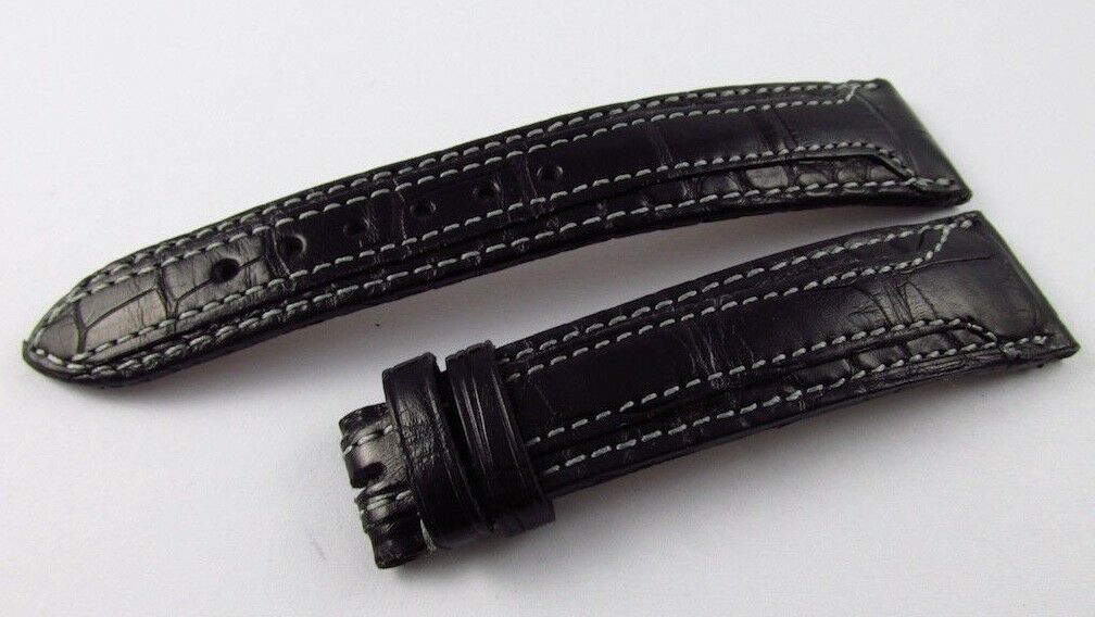 Glashutte 20mm Black Alligator Strap White Stitch OEM Genuine Sport Evolution