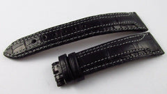 Glashutte 20mm Black Alligator Strap White Stitch OEM Genuine Sport Evolution