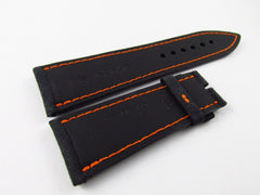 New Blancpain 23mm Blue Alcantara Leather Strap Carbon Orange Stitch Custom OEM