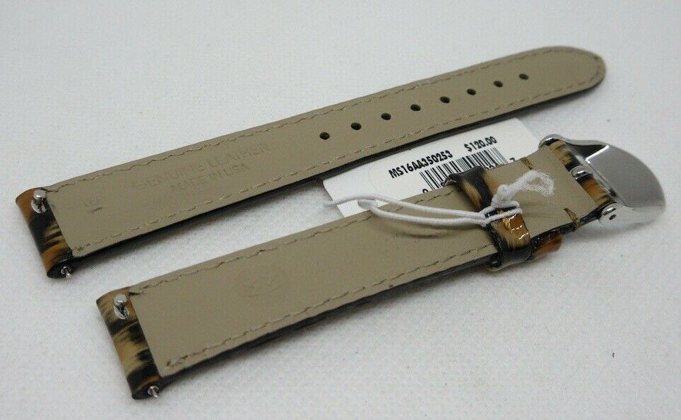 New Michele 16mm Leather Strap Cheetah Stainless Steel Buckle OEM