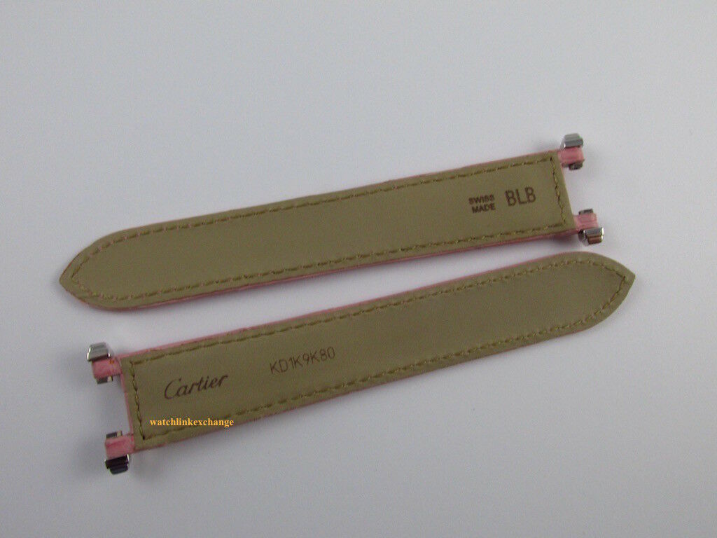 New Cartier Pasha 17mm Pink Alligator Strap 18k White Gold Pushers OEM