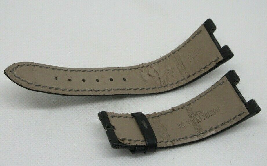 Patek Philippe Nautilus 25mm Black Alligator Strap OEM Genuine for Deployant