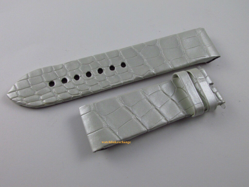 New Cartier 20mm White Pearl Alligator Strap OEM