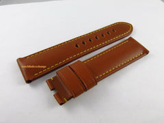 New Panerai 24mm Monte Carlo Brown Calf Rugby Gold Leather Strap Yellow OEM XL